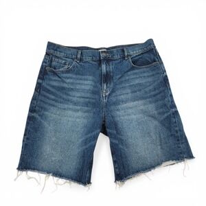 Loft Womens Denim Cut Off Shorts Size 12 Blue High Rise Raw Hem Casual Summer